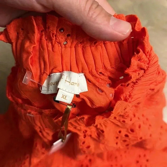 NWT House of Harlow 1960 Eyelet Coral Blouse Sz XL - Picture 6 of 9
